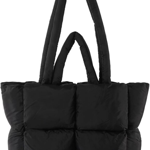 Women Puffer Tote Cotton Large Capacity Quilted Shoulder Handbag - Picture 1 of 7